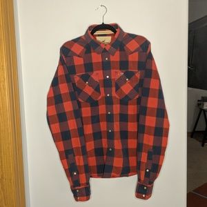 Hollister XL Western Plaid Shirt with Pearl Snaps